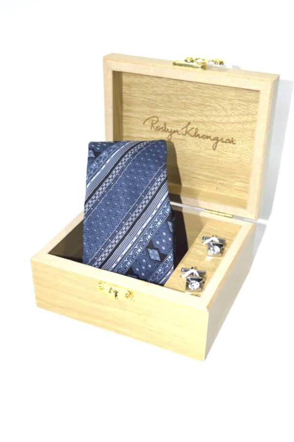 TSM Necktie with Wooden Gift Box and Cufflink