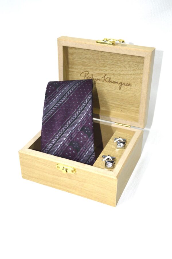 TSM Necktie with Wooden Gift Box and Cufflink